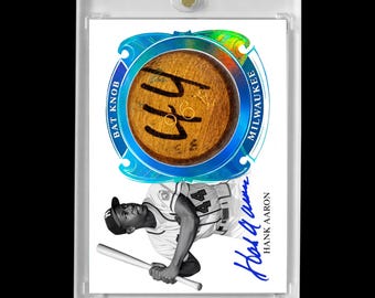 Tarjeta de Hank Aaron – ¡Edición con pomo de bate de los Milwaukee Braves!