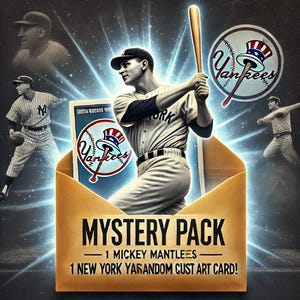 Cartão de arte personalizado Mickey Mantle Mystery Pack - 1 cartão colecionável aleatório do New York Yankees! - Leia a descrição