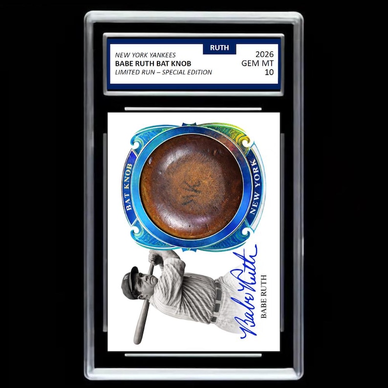 Babe Ruth Card – New York Yankees Bat Knob Edition - GRADED Gem MINT 10! image 1