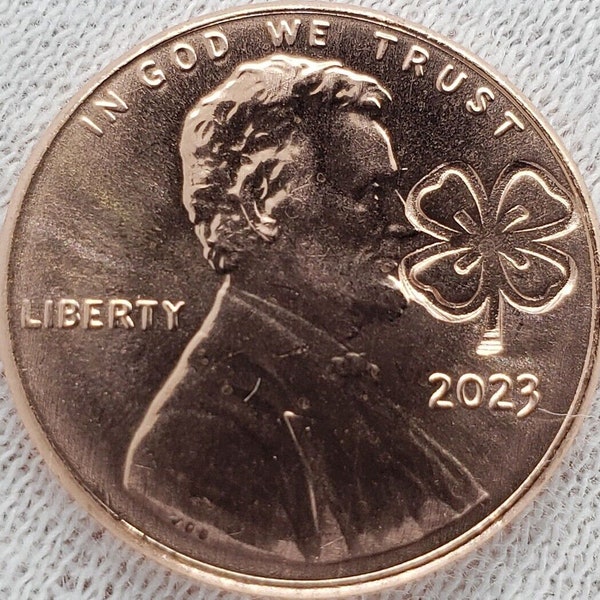 2023 Lincoln Penny Four 4 Leaf Clover Shamrock Irish Counterstamp Good Luck Coin Saint Patrick's Day Día de San Patricio