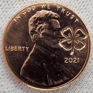 2021 Lincoln Penny Four 4 Leaf Clover Shamrock Irish Counterstamp Wedding Gift Charm Good Luck Coin Saint Patrick's Day Día de San Patricio