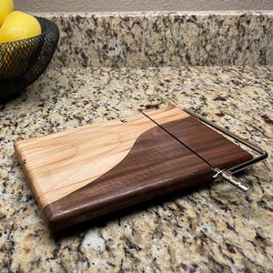 Hardwood Cheese Board - Wooden Cheese Slicer with Wire Cutter - Charcuterie Board - Handmade Gift - Kitchen Accessory - Wedding Gift