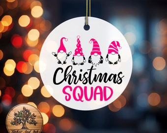Christmas Squad Gnomes Ceramic Ornament