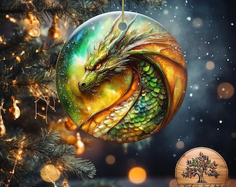 Ceramic Dragon Ornament, Fantasy Christmas Tree Decoration