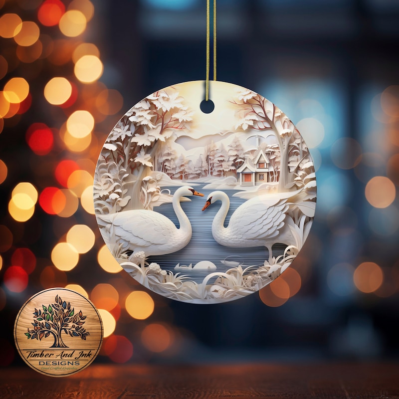 Nordic ceramic swan ornament 2 pcs main image 0