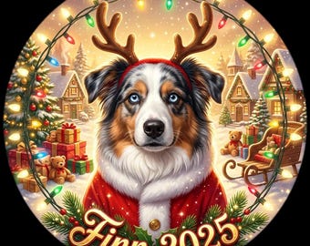 Custom Pet Photo Ornament – AI-Designed Ceramic Pet Christmas Ornament – Choose Santa Hat, Elf Hat or Sweater – Proof Included