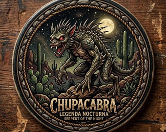 Chupacabra Ceramic Car Coasters | Cryptid Cup Holder Decor (Set of 2)