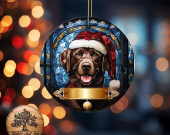 Personalized Stained Glass Labrador Retriever Christmas Ornament