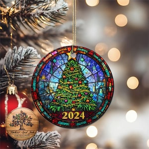 2024 Christmas Ornament: Cheerful Ceramic Gift Exchange Tree Decoration Round Christmas Ornament Holiday Decor Bulk Ornaments for Staff Gift