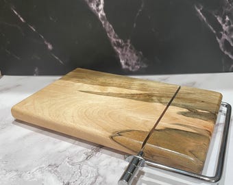 Handmade Hardwood Cheese Board with Stainless Steel Wire Cutter