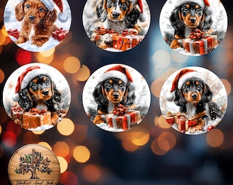 Custom Dachshund Christmas Ornament – Ceramic Dog with Santa Hat