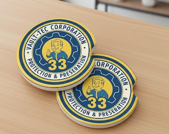 Fallout 4 Ceramic Car Cup Coasters (Set of 2) | Pipboy, Nuka Cola & New Vegas Inspired Fallout Merch
