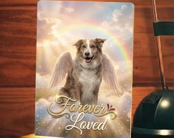Pet Memorial Night Light – Personalized LED Acrylic Photo Frame – AI Pet Portrait – Wood Base – Proof Included