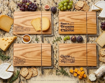 Engraved Hardwood Cheese Slicer Board – “Sweet Dreams Are Made of Cheese” – Hostess Gift