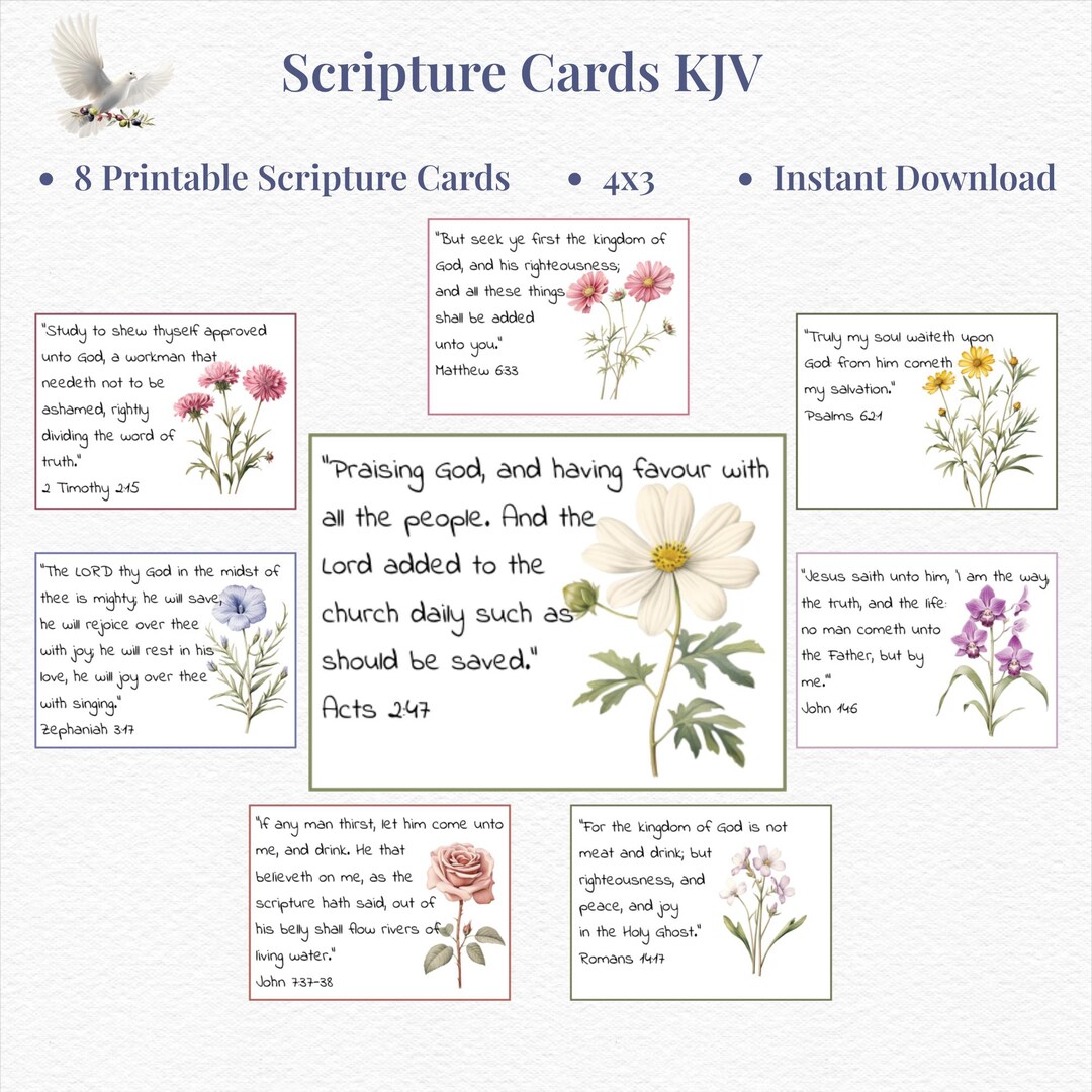 Printable Scripture Cards KJV, Kings James Version Scripture Cards - Etsy