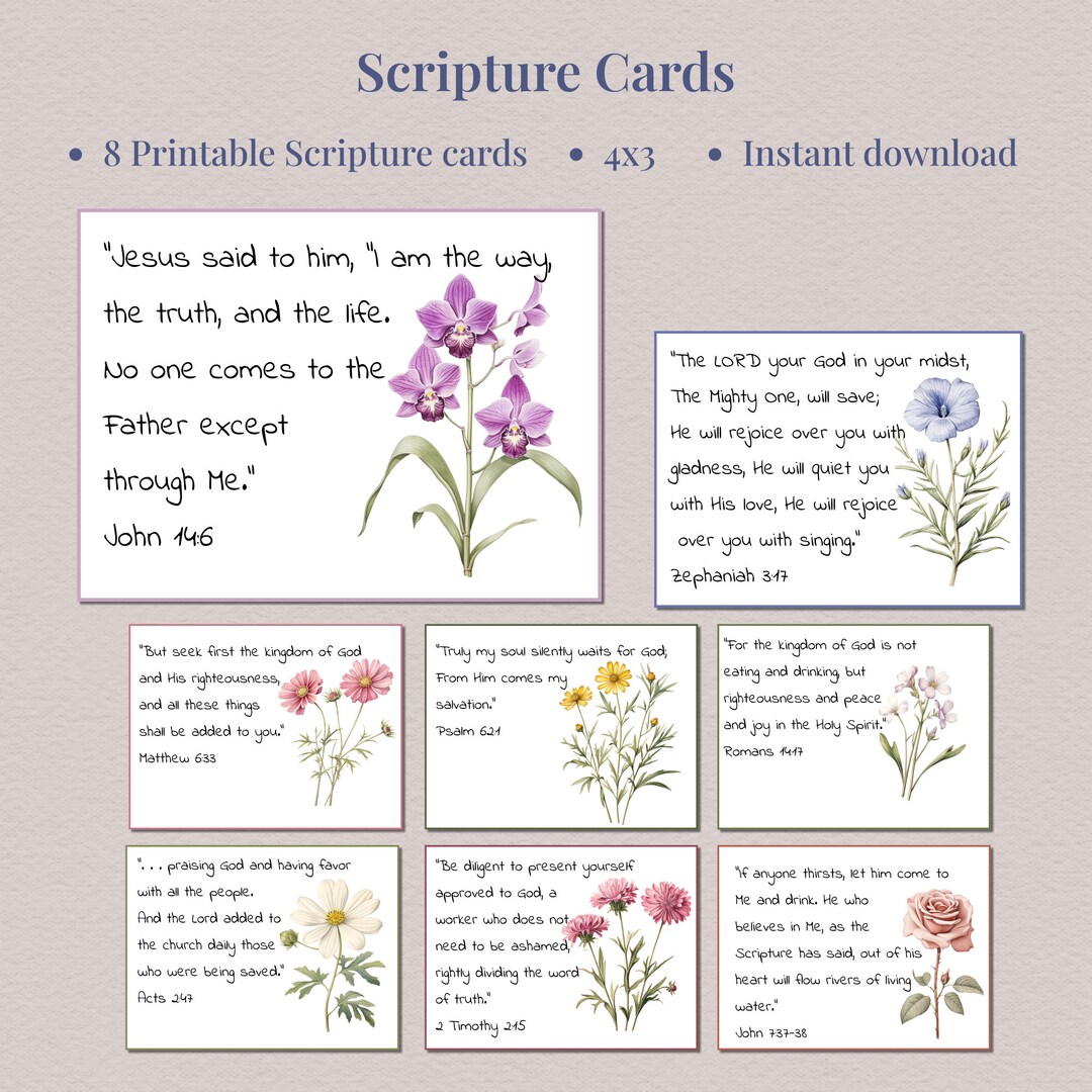 Printable Scripture Cards KJV, Kings James Version Scripture Cards - Etsy