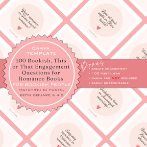 Romance Book Instagram Posts – 100 'This or That' Canva Templates