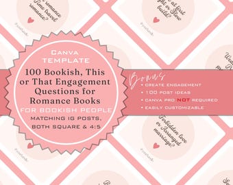 Romance Book Instagram Posts – 100 'This or That' Canva Templates