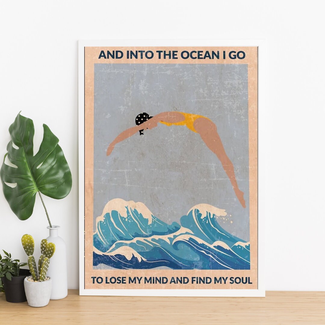 Vintage Swimming Poster Girl Swimming Print Art Swimming - Etsy