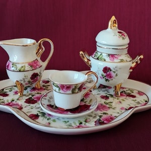 Miniature porcelain coffee set for dollhouses