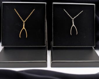 Conan Gray Wishbone Stainless Steel Pendant Necklace Snake or Link Chain Silver or Gold Cute Girls Gift Present Inspired Copy
