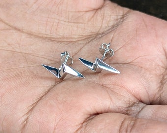 Chunky Lightning Bolt 3D Earrings 925 Sterling Silver David Bowie Premium Gift Rock and Roll Jewellery Aladdin Sane Wedding Birthday Party