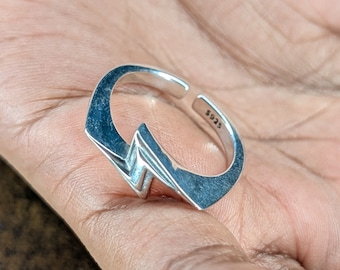 Lightning Bolt Ring Open Band (925 Silver) Sterling Silver, Flash