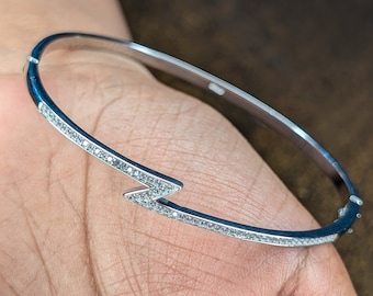 Silver Cubic Zirconia Bracelet, Flash Thunder, Statement Piece, Gift Ideas, Wedding Bracelet, Bangle, Premium Womens, Silver 925, Wedding