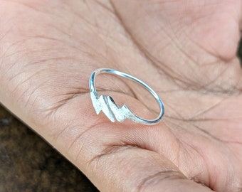 Tiny Lightning Bolt Open Ring (925 Silver) Sterling Silver, Tiny Dainty Bold Jewellery, Cute Gifts, Star, Girls Petite, Adjustable, Wedding