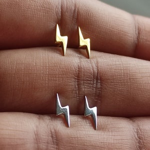 Lightning Bolt Stud Earrings (925 Silver) Premium Gift Rock and Roll Jewellery Sterling Silver David Bowie High Quality, Wedding Birthday