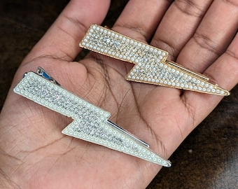 Silver or Gold Sparkly Lightning Bolt Hair Clip, Flash Thunder, Cute, Bold Jewellery, Gifts, Fancy Dress, Party Theme, Wedding, Hair Fashion