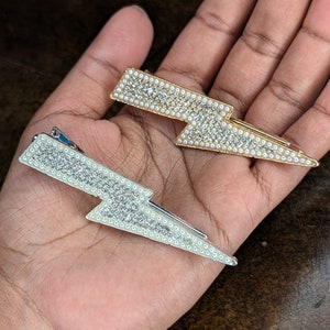 Pinza para el pelo con forma de rayo brillante, plateada o dorada, con forma de trueno, bonita y llamativa, para regalar, para disfraces, para fiestas, bodas y para el pelo