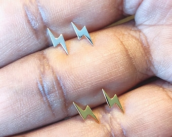 Lightning Bolt Stud Earrings (925 Silver) Premium Gift Rock and Roll Jewellery Sterling Silver David Bowie Harry Potter High Quality