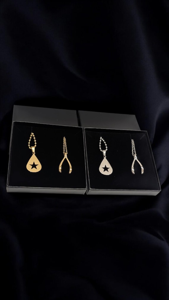 Conan Gray Wishbone and Teardrop Necklace Set Stainless Steel