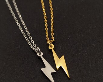 Simple Lightning Bolt Necklace (925 Silver) Silver Gold David Bowie Premium Gift Rock and Roll Jewellery Aladdin Sane Sterling High Quality