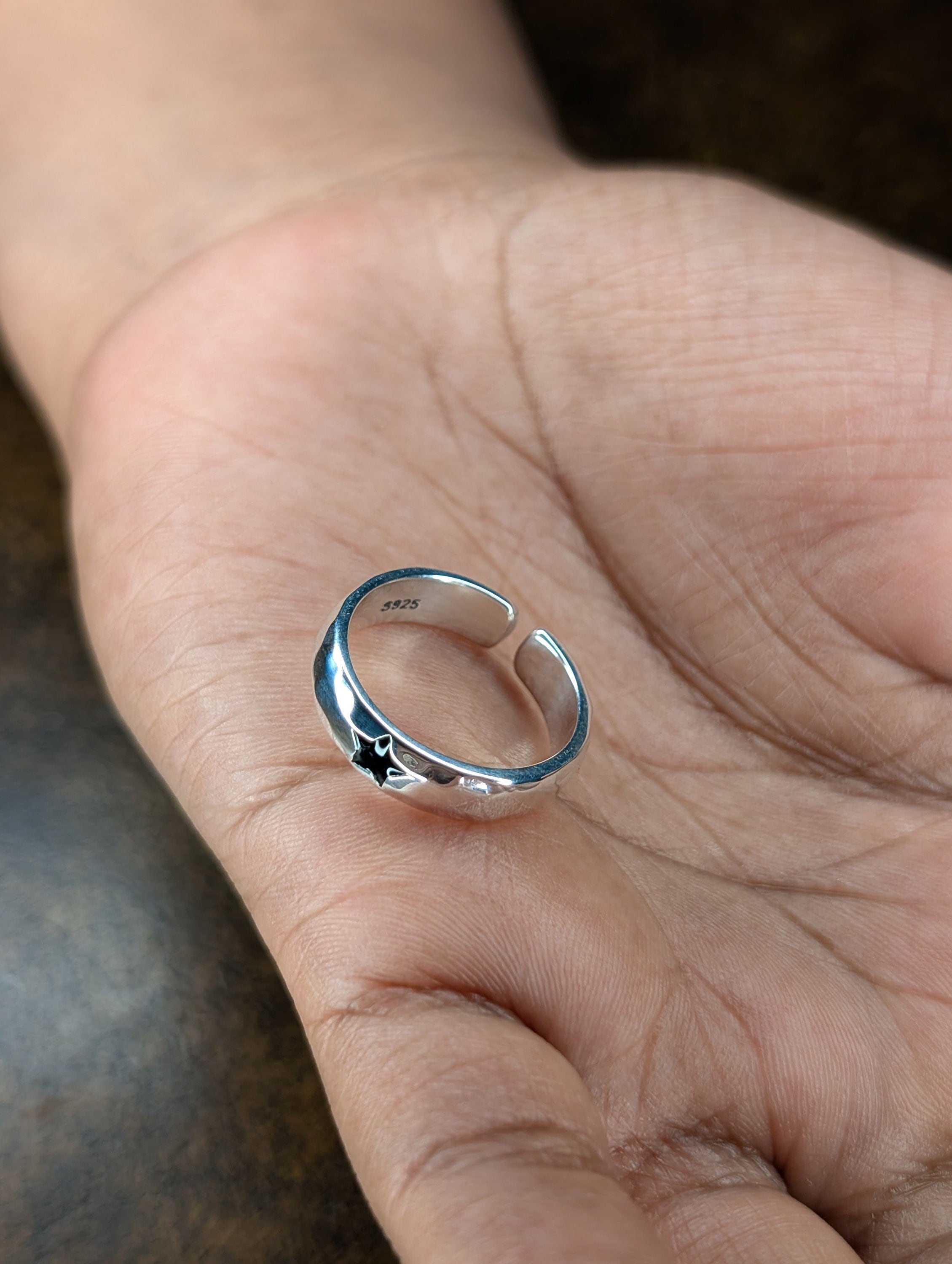 ブラックスターsilverring Blackstar Open Ring (925 Silver) Sterling Silver, Bold Jewellery