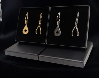 Conan Gray Wishbone and Teardrop Necklace Set Stainless Steel