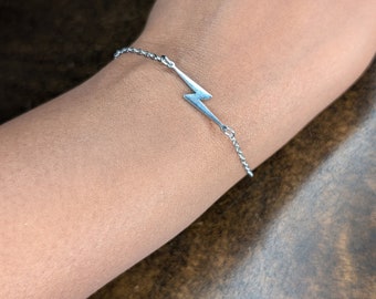 Stainless Steel Lightning Bolt Bracelet (Silver) Flash Thunder, Gift Ideas, Adjustable Premium Womens, Mens Unisex Cute friendship Wedding