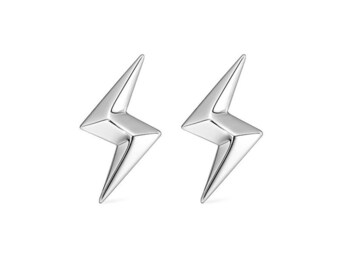 Boucles d'oreilles 3D chunky Lightning Bolt (argent 925) en argent sterling