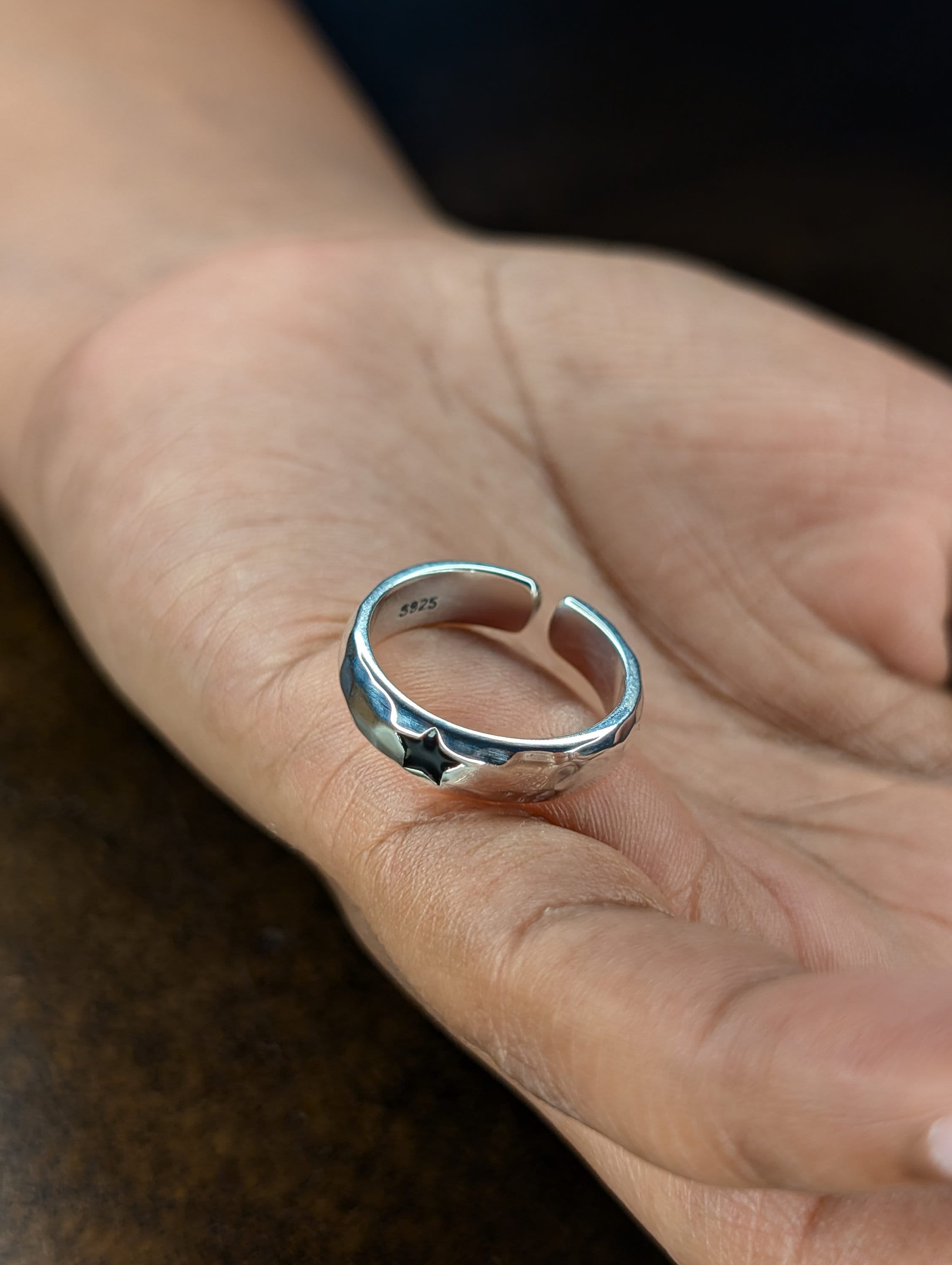 Blackstar Open Ring (925 Silver) Sterling Silver, Bold Jewellery