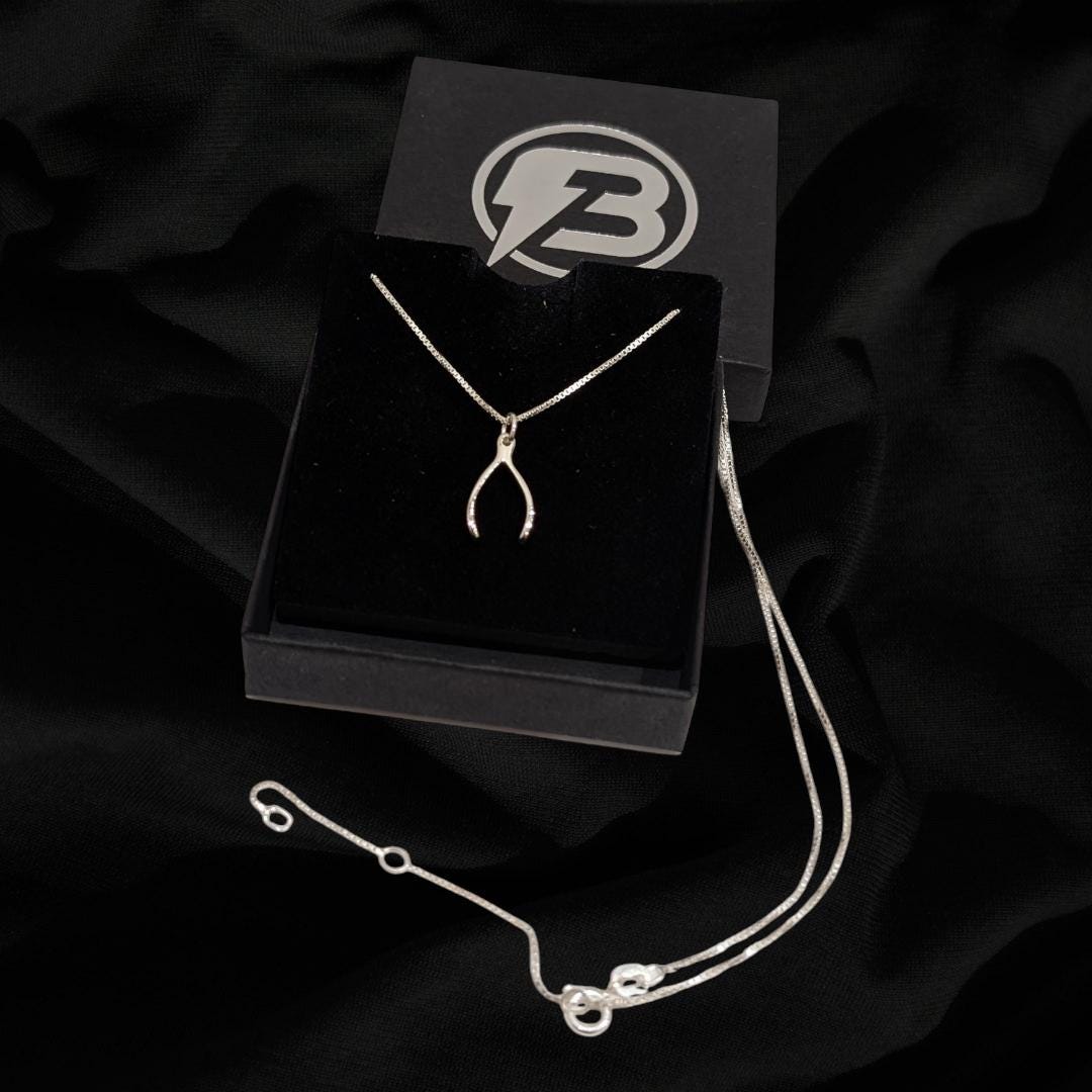 Sterling Silver 925 Wishbone Tiny Pendant Necklace Ball