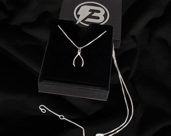 Sterling Silver 925 Wishbone Tiny Pendant Necklace Ball Chain Cute Petite Girls Gift Present Conan Gray Inspired Copy
