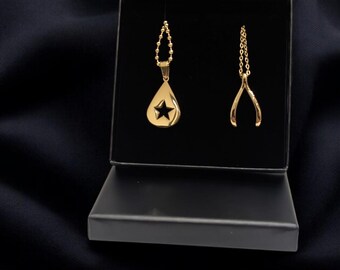 Conan Gray Wishbone and Teardrop Necklace Set Stainless Steel