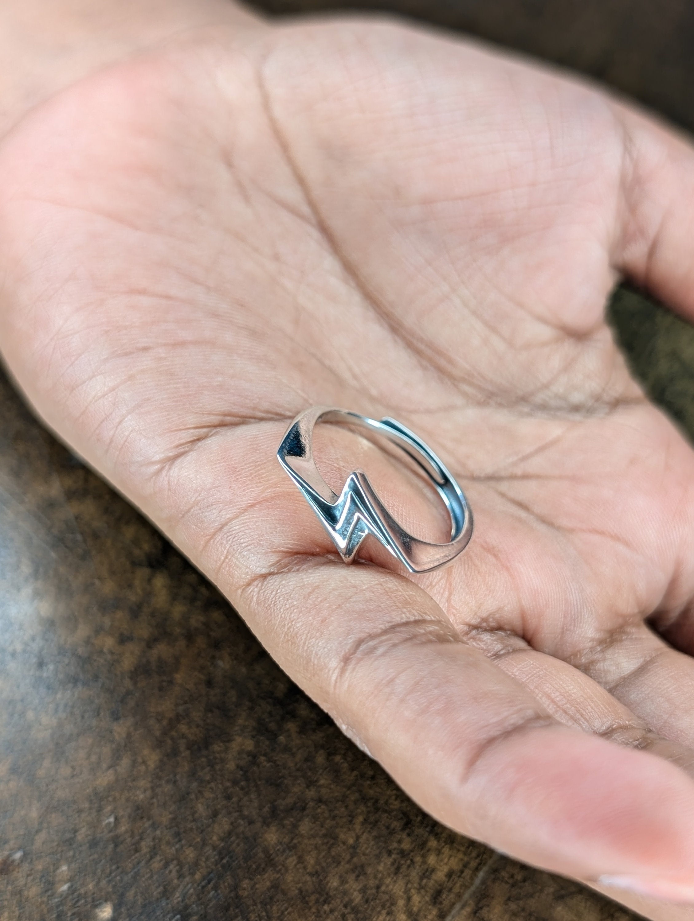 Lightning Bolt Ring Adjustable Band 925 Silver Sterling Silver Striking Flash Thunder Shiny Jewellery Cute Gifts Premium Quality Etsy