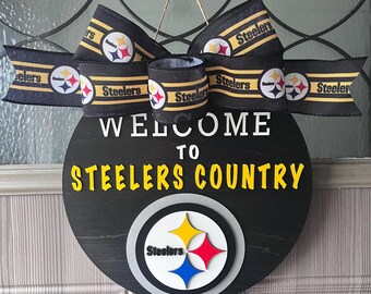 Colgador de puerta de los Pittsburgh Steelers: bienvenido a Steelers Country