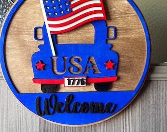 USA Welcome Truck Door Hanger