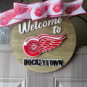 Detroit Red Wings Welcome to Hockeytown Door Hanger