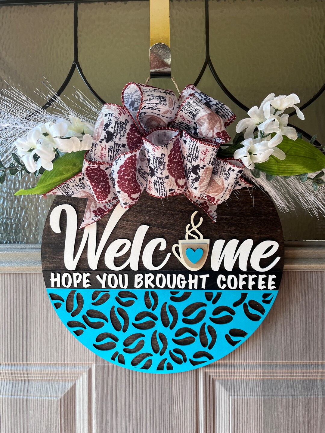 Hello- Hope You Brought Coffee- Door Hanger - Etsy
