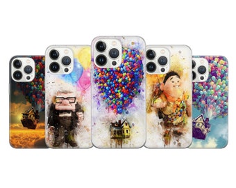 Balloon House Watercolour Phone Case Up Cover fit for iPhone 15 Pro Max, 14 Plus, 13, 12, 11, XR, XS & Samsung S23, S22, A54, A53, Pixel 8,7