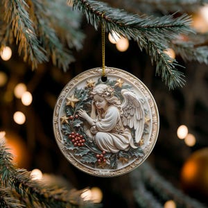 Elegant Angel Christmas Ornament, Holiday Home Decor, Vintage Style Decoration, Festive Tree Ornament, Gift for Her, Religious Gift